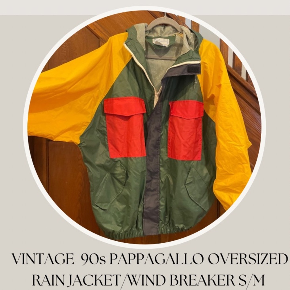 VINTAGE  90s PAPPAGALLO OVERSIZED 
RAIN JACKET/WIND BREAKER S/M